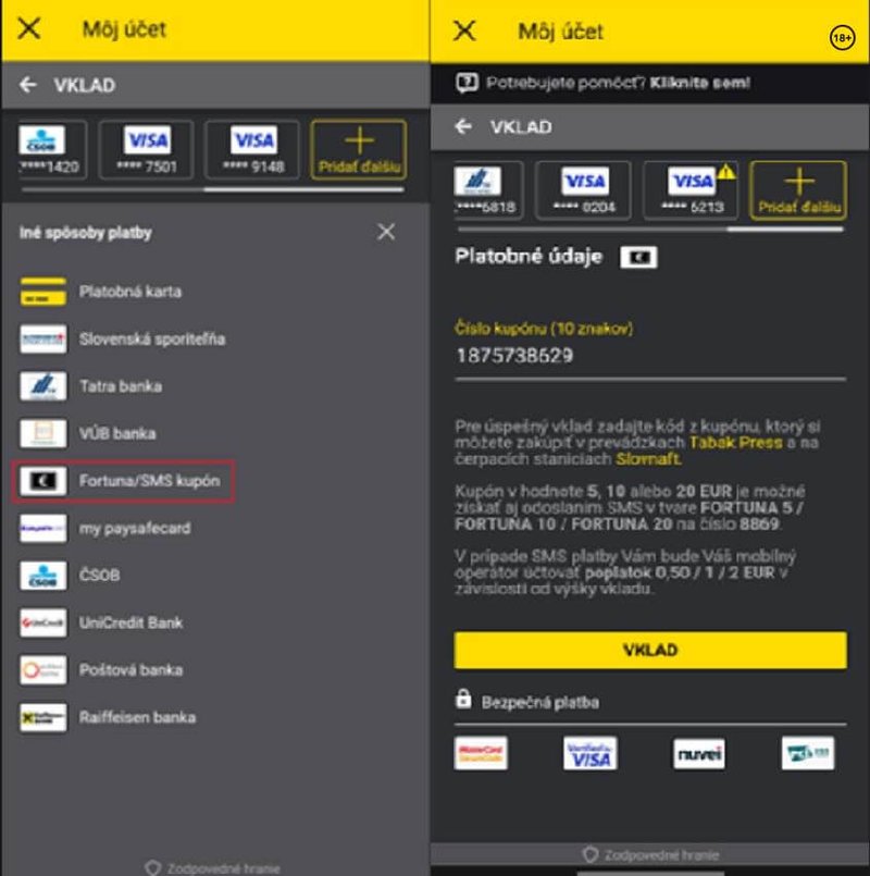 Czech Republic - casino platba mobilom